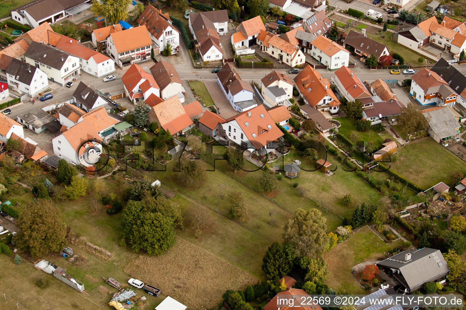 Minfeld dans le département Rhénanie-Palatinat, Allemagne depuis l'avion