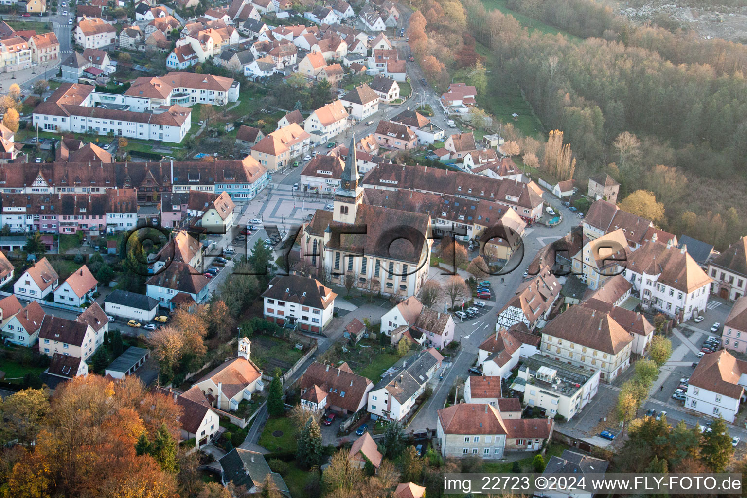 Vue d'oiseau de Lauterbourg dans le département Bas Rhin, France