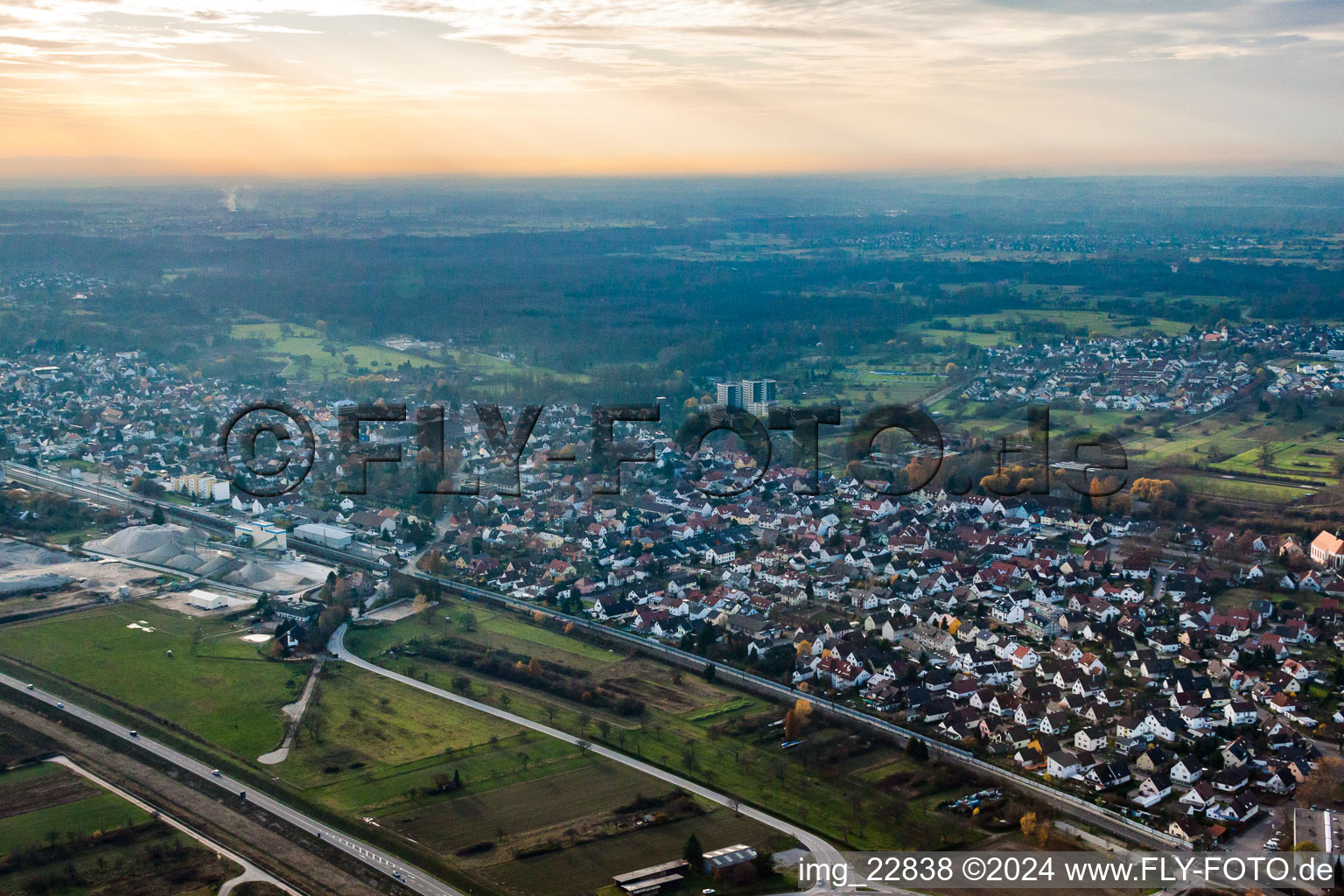 Vue aérienne de Derrière la B36 à Durmersheim dans le département Bade-Wurtemberg, Allemagne