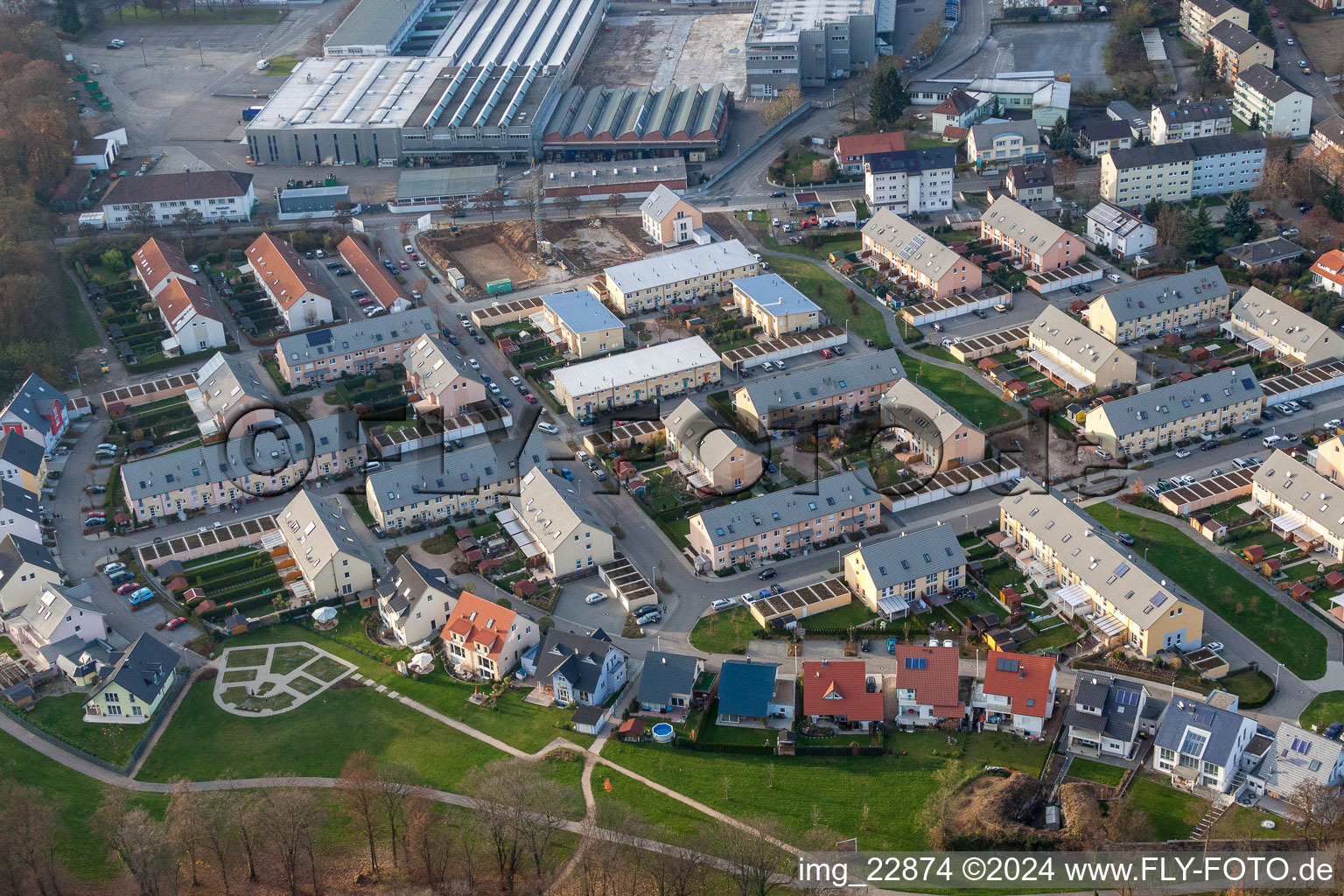 Vue aérienne de Wilhelm-Leuschner-Strasse à Rastatt dans le département Bade-Wurtemberg, Allemagne