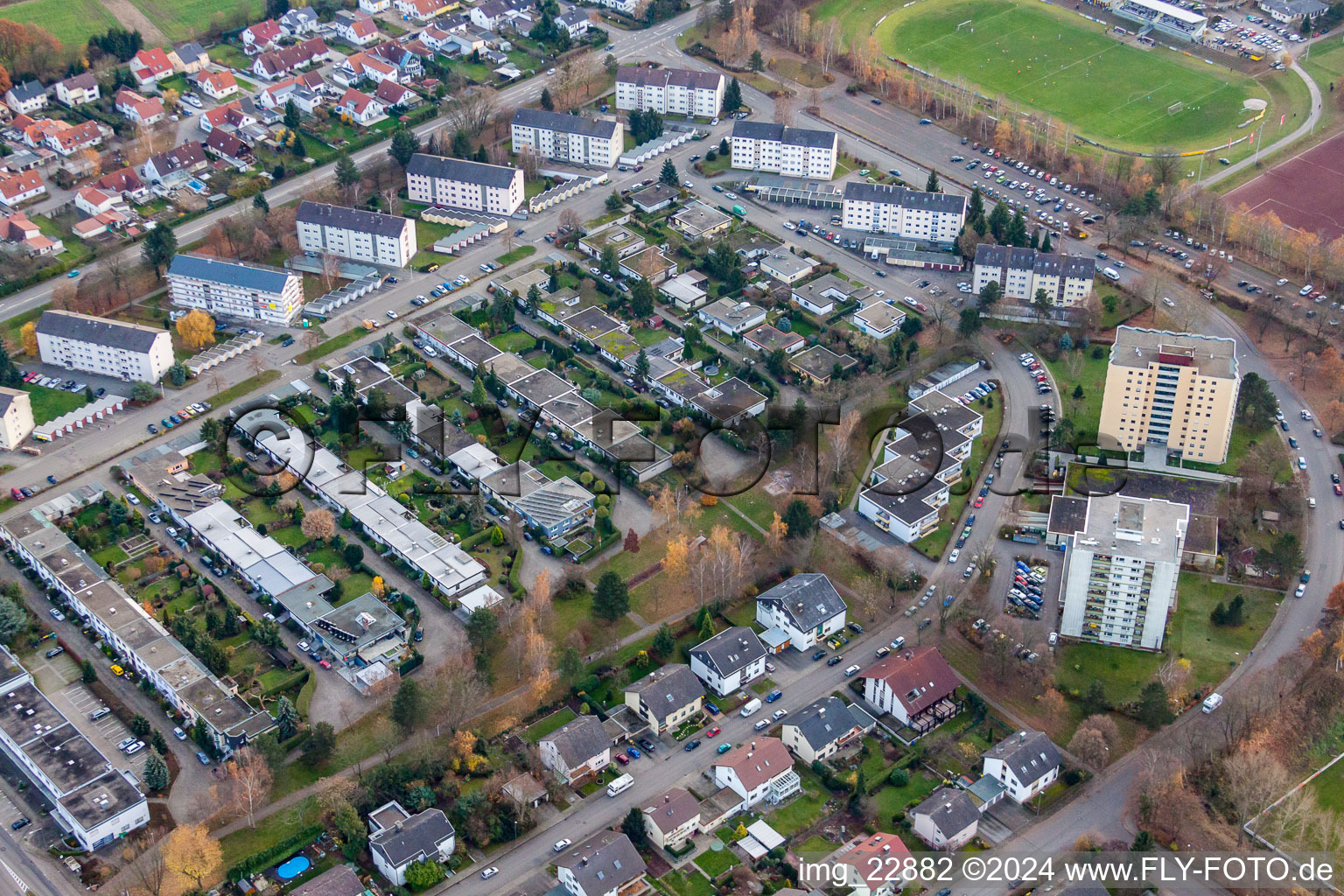 Vue aérienne de Stadionstr à Rastatt dans le département Bade-Wurtemberg, Allemagne