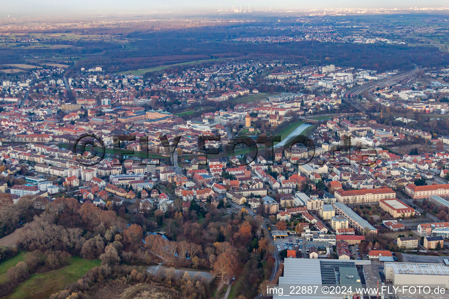 Vue aérienne de Jardin de ville à Rastatt dans le département Bade-Wurtemberg, Allemagne