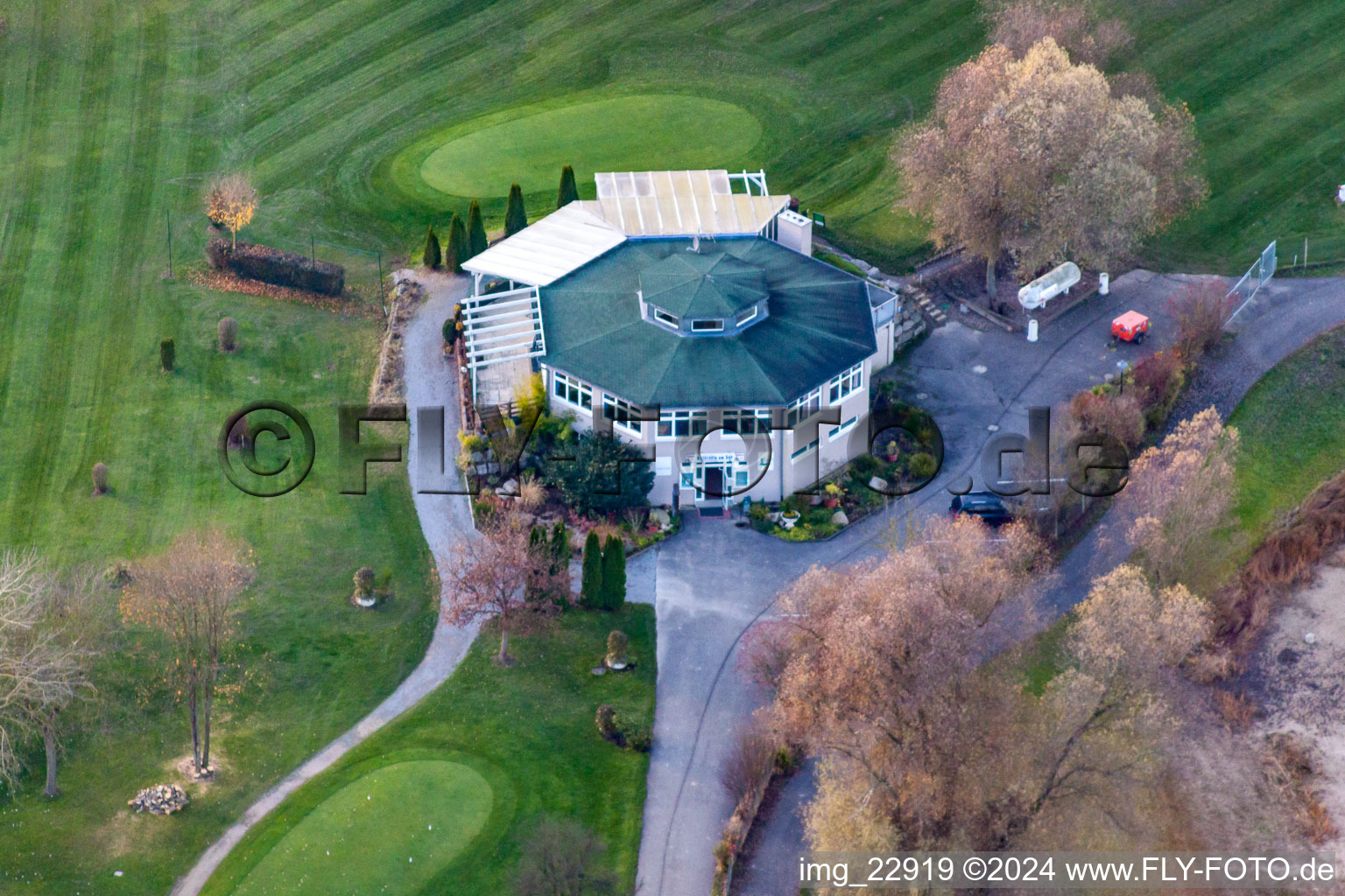 Vue aérienne de Club de golf Altrhein eV à le quartier Plittersdorf in Rastatt dans le département Bade-Wurtemberg, Allemagne