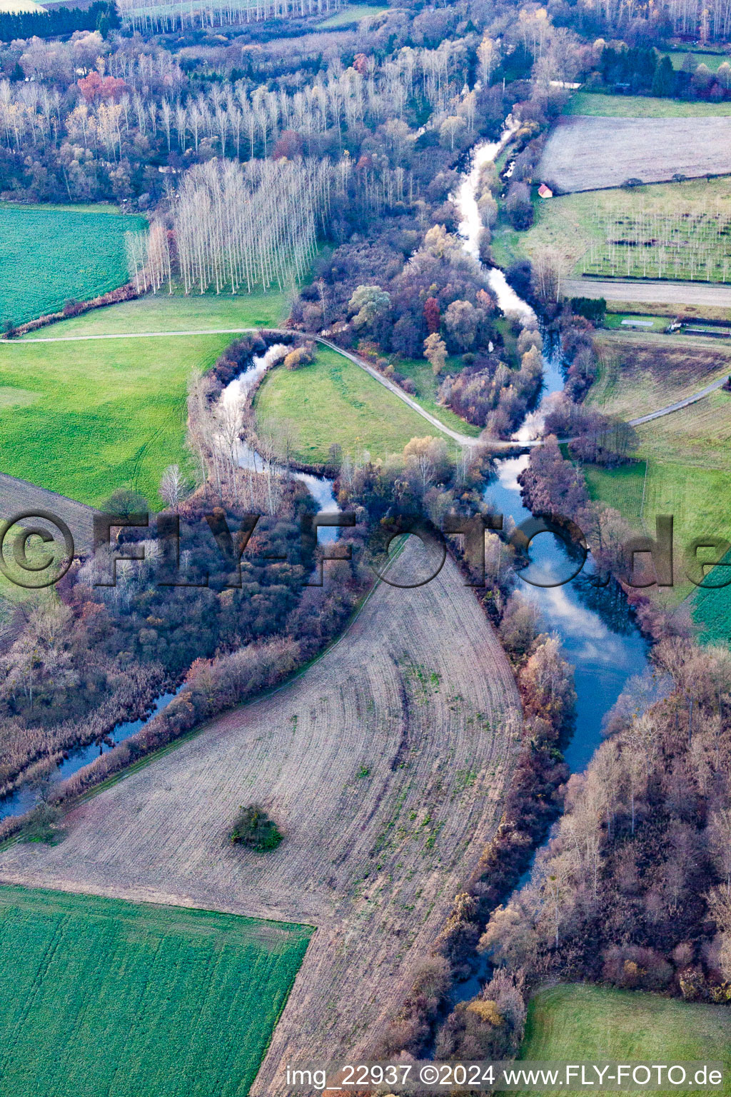 Vue aérienne de Forlengiessen à Seltz dans le département Bas Rhin, France