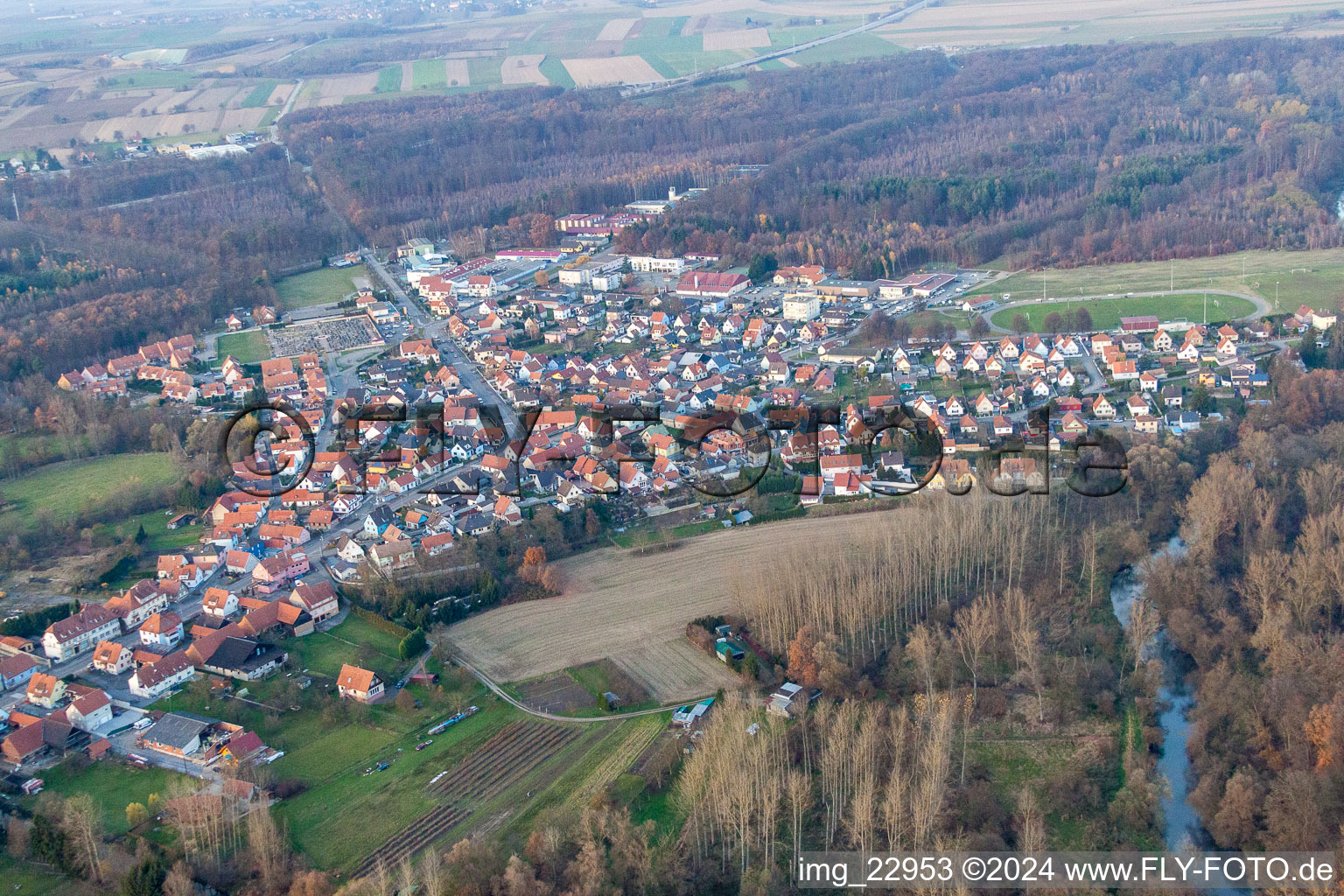 Vue oblique de Seltz dans le département Bas Rhin, France