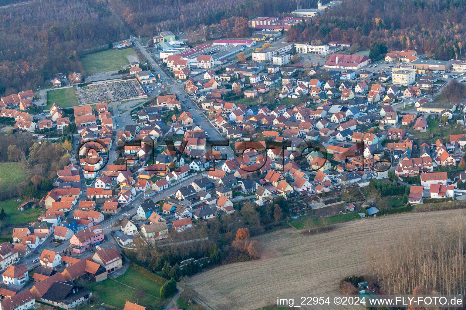 Seltz dans le département Bas Rhin, France d'en haut