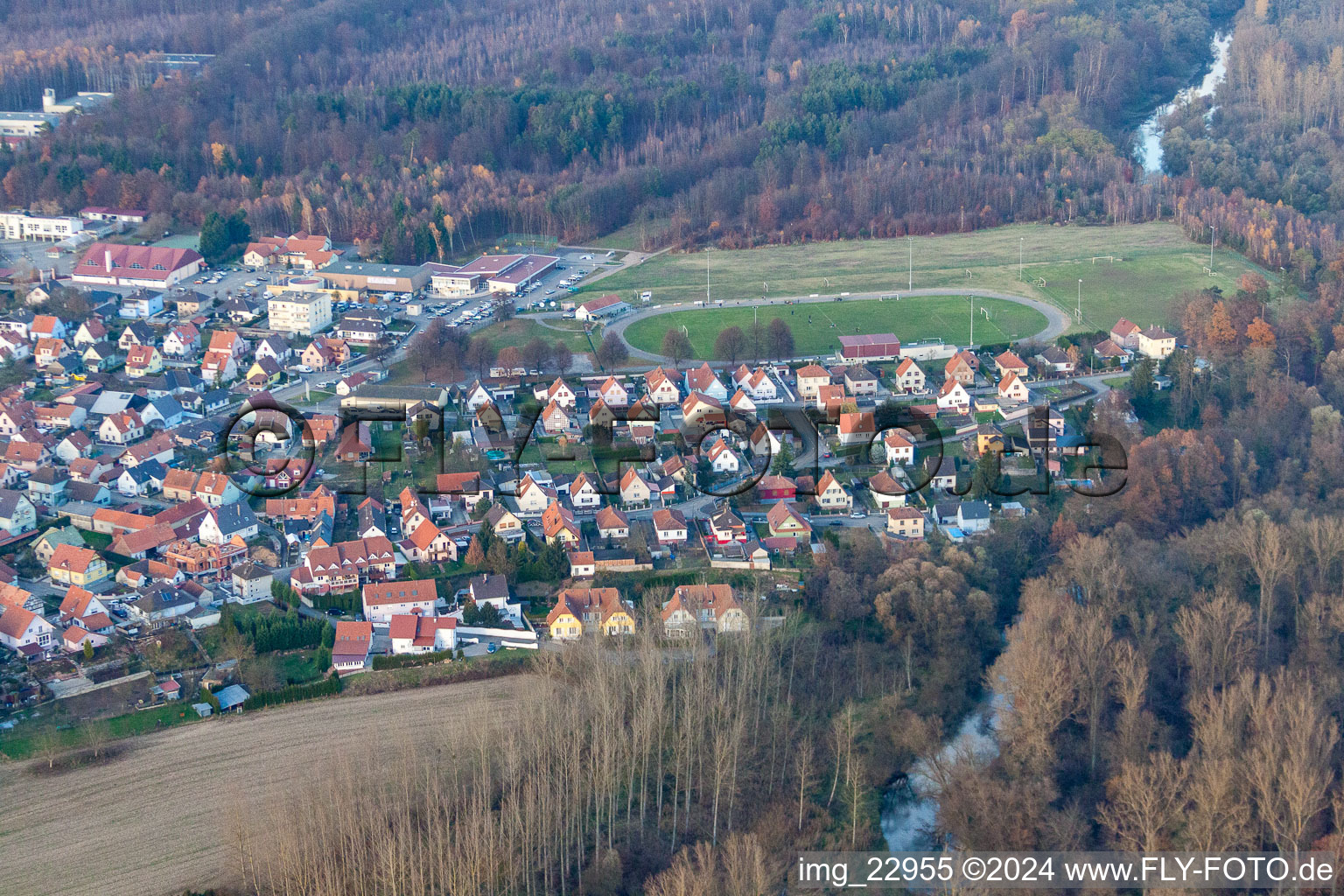 Seltz dans le département Bas Rhin, France hors des airs