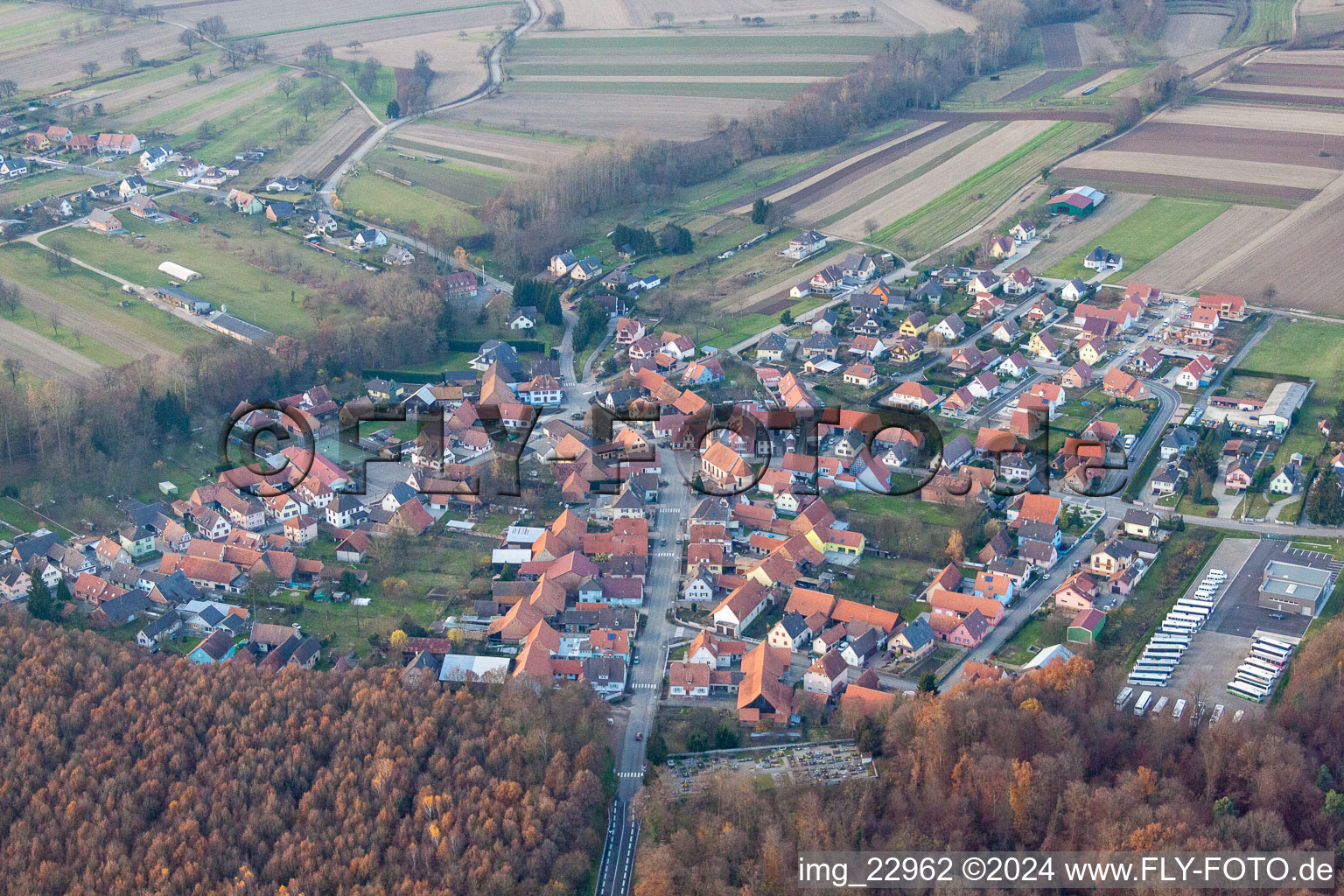 Schaffhouse-près-Seltz dans le département Bas Rhin, France vue d'en haut