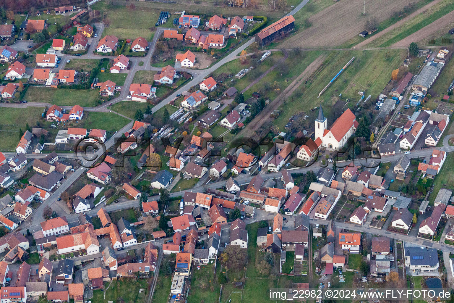 Scheibenhard dans le département Bas Rhin, France depuis l'avion