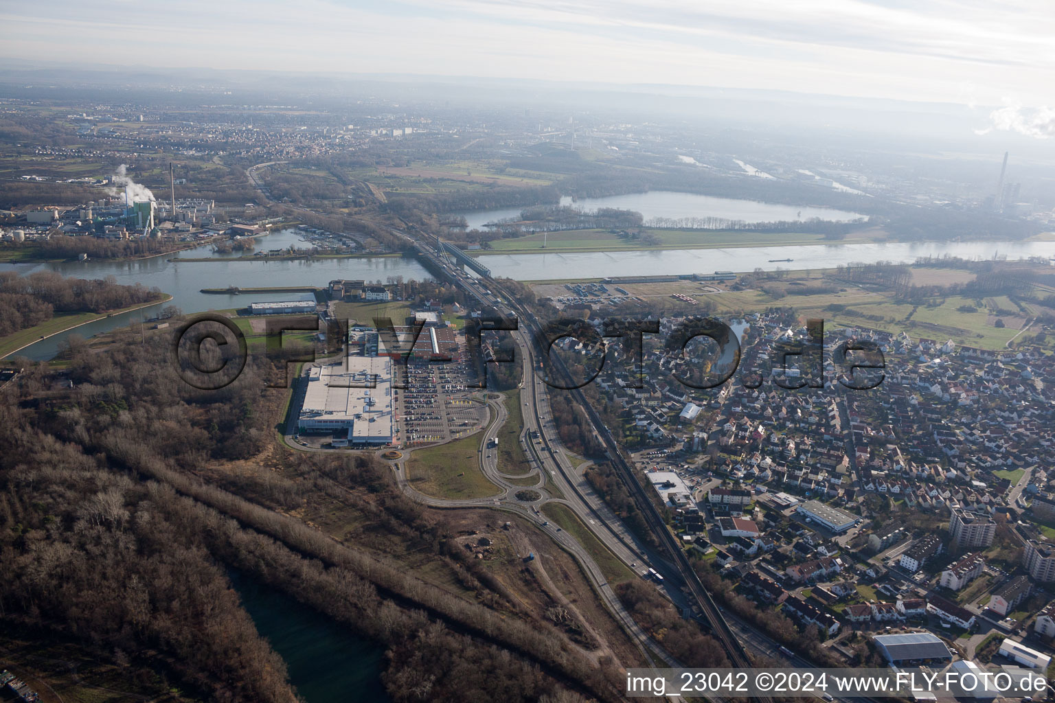 Quartier Maximiliansau in Wörth am Rhein dans le département Rhénanie-Palatinat, Allemagne hors des airs