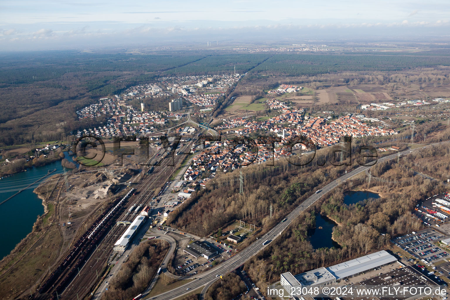 Image drone de Quartier Maximiliansau in Wörth am Rhein dans le département Rhénanie-Palatinat, Allemagne