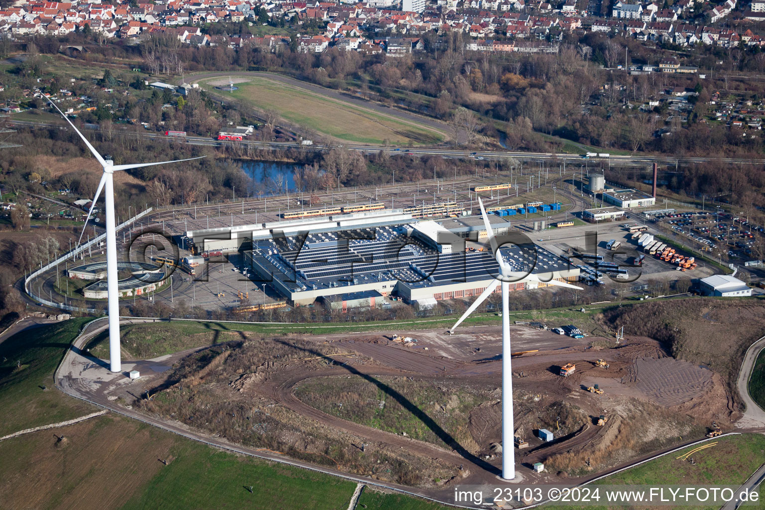 Quartier Rheinhafen in Karlsruhe dans le département Bade-Wurtemberg, Allemagne vue du ciel