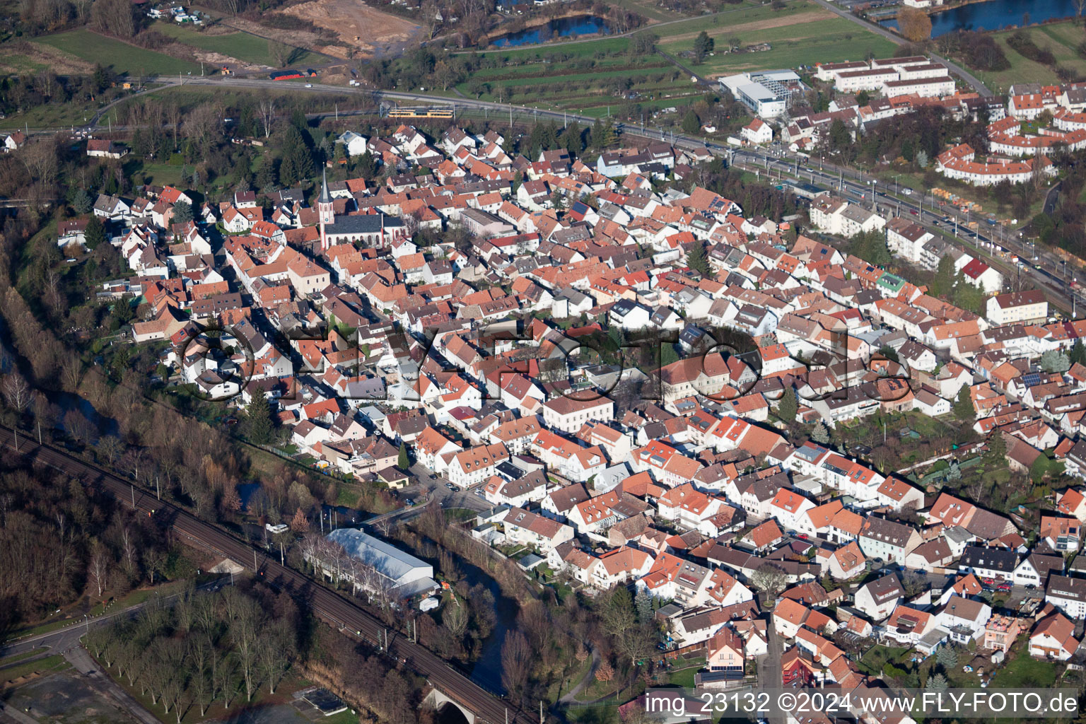 Photographie aérienne de Quartier Knielingen in Karlsruhe dans le département Bade-Wurtemberg, Allemagne