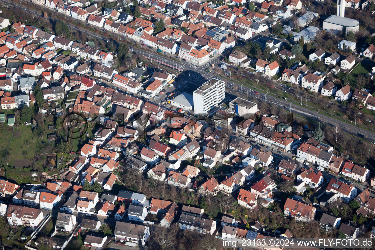 Vue oblique de Quartier Knielingen in Karlsruhe dans le département Bade-Wurtemberg, Allemagne