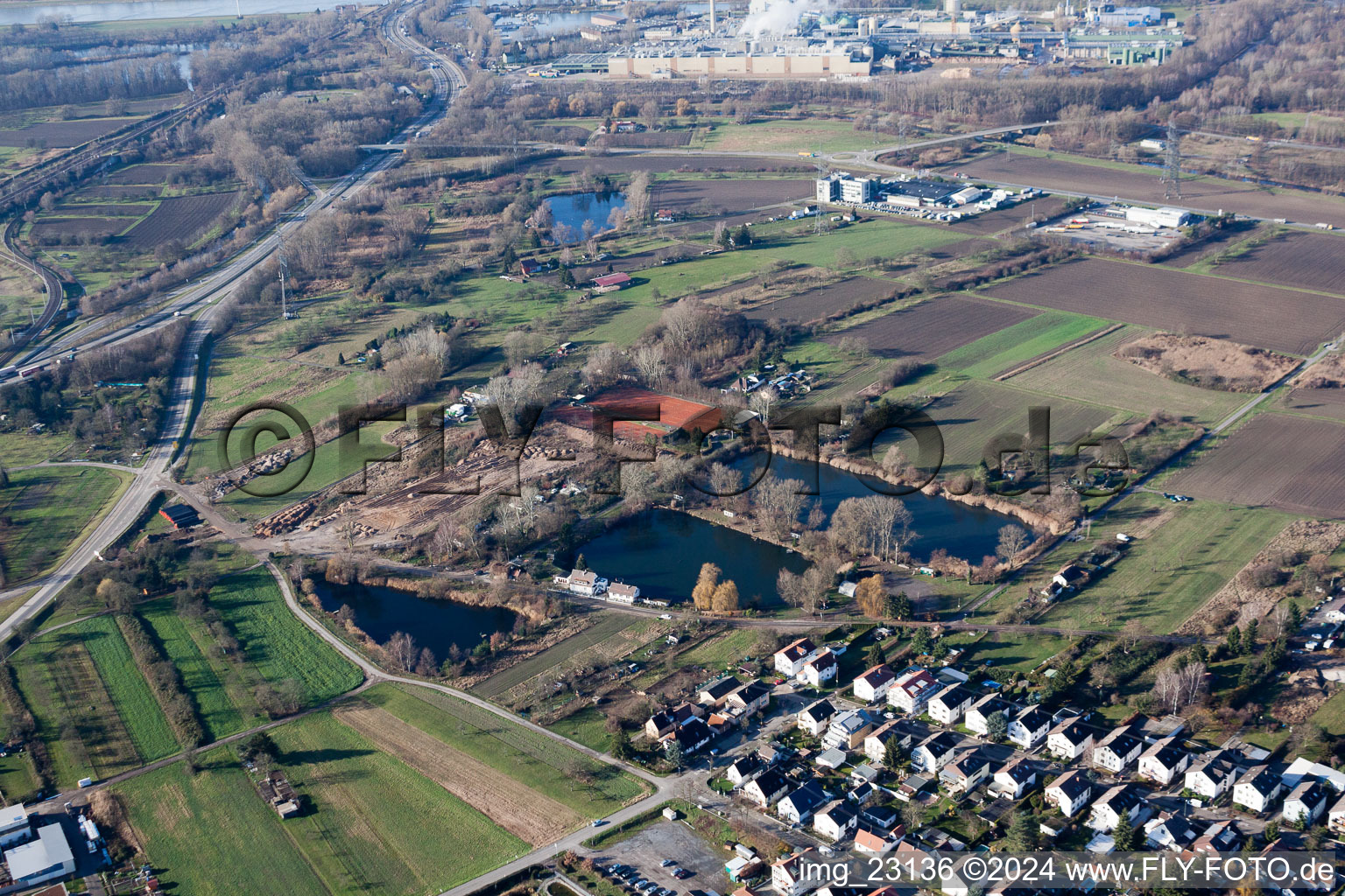 Quartier Knielingen in Karlsruhe dans le département Bade-Wurtemberg, Allemagne d'en haut