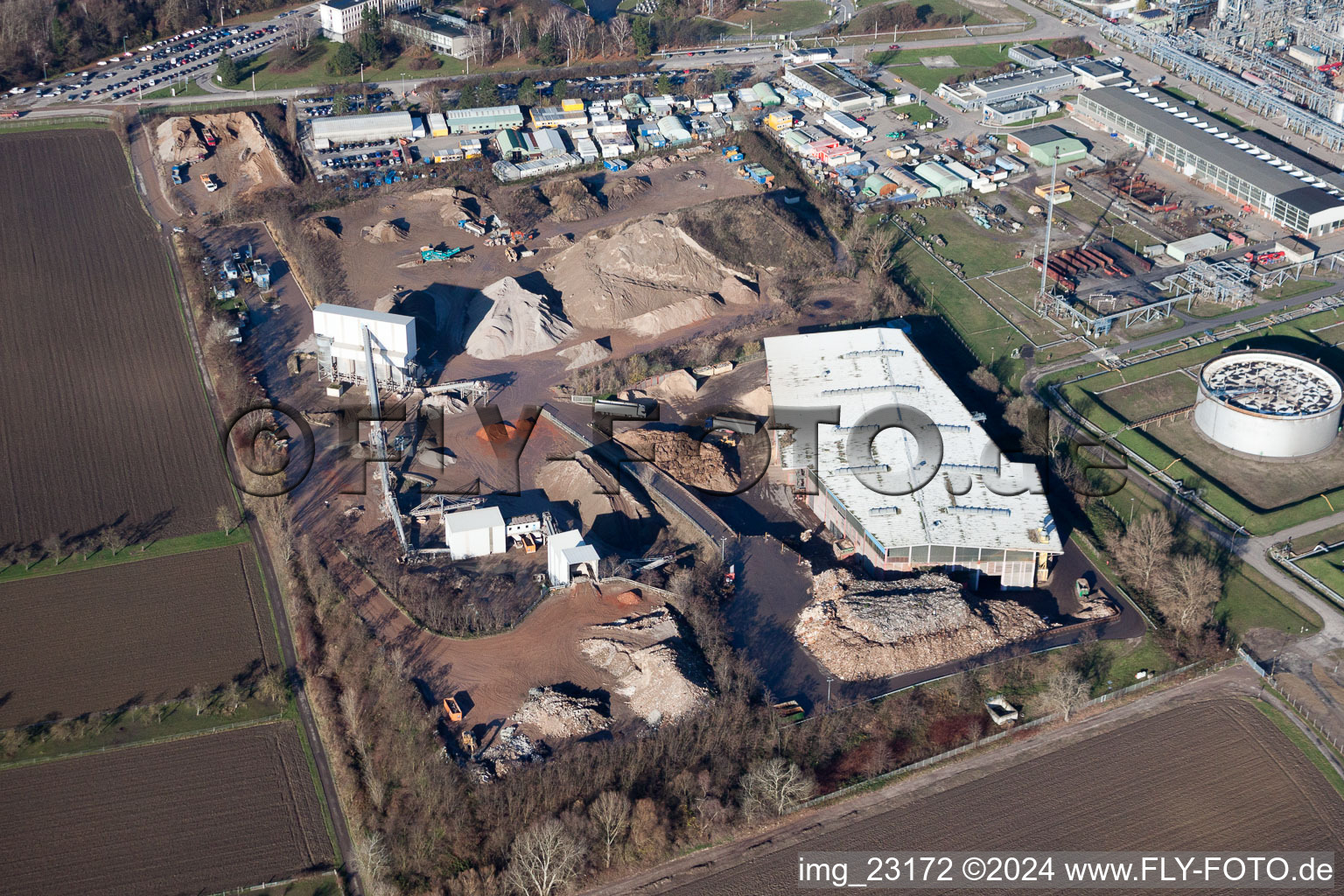 Vue oblique de Quartier Knielingen in Karlsruhe dans le département Bade-Wurtemberg, Allemagne