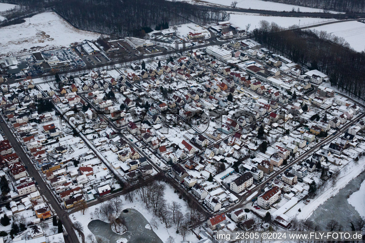 Vue oblique de Règlement à Kandel dans le département Rhénanie-Palatinat, Allemagne