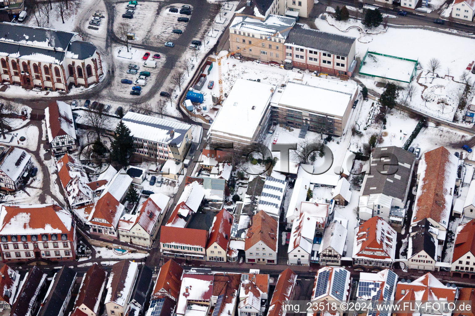 Rue Haupt à Kandel dans le département Rhénanie-Palatinat, Allemagne vue du ciel