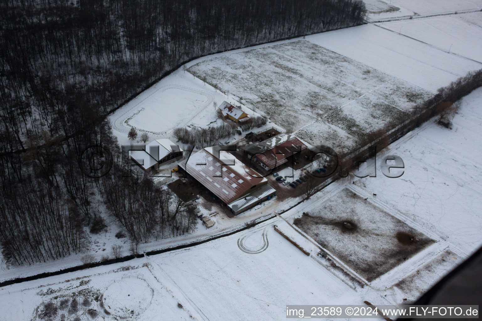 Vue oblique de Freckenfeld dans le département Rhénanie-Palatinat, Allemagne