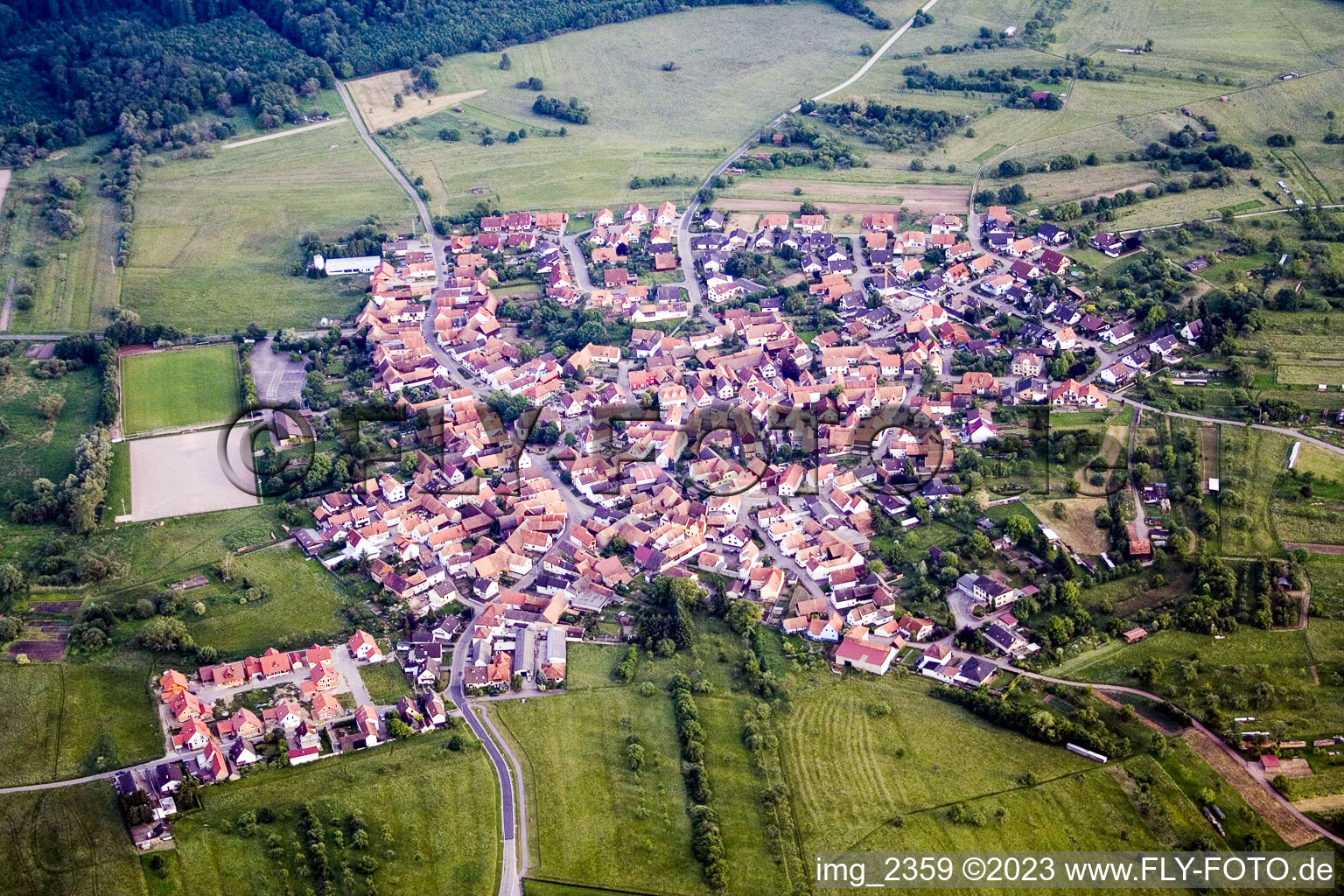 Vue aérienne de Quartier Büchelberg in Wörth am Rhein dans le département Rhénanie-Palatinat, Allemagne