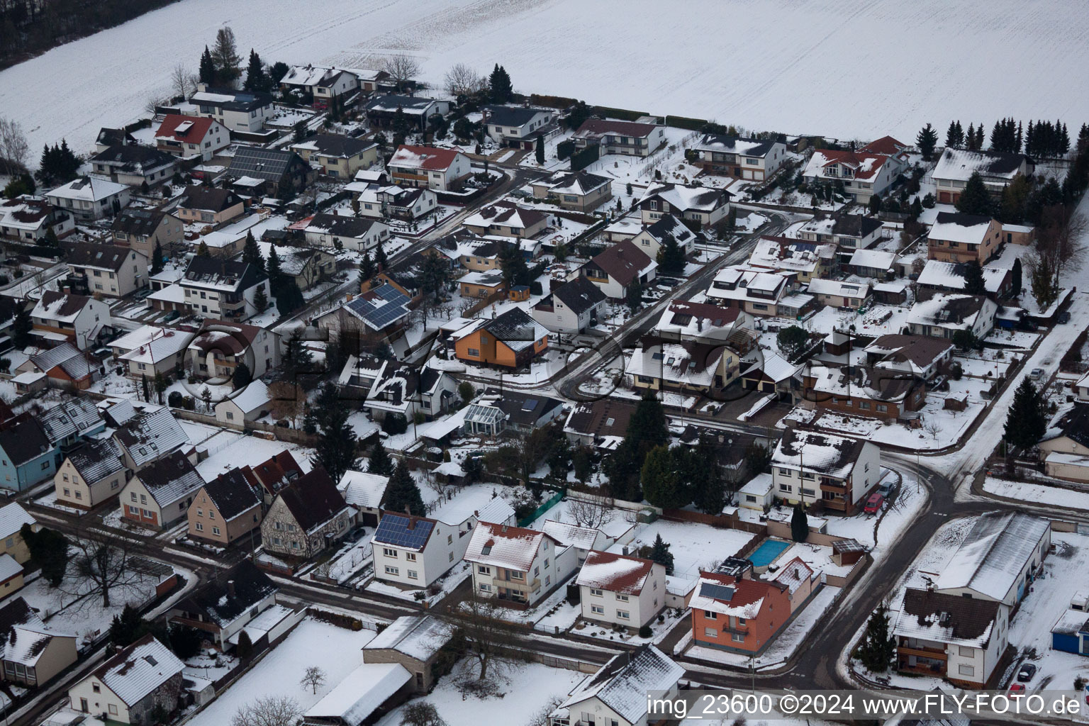 Freckenfeld dans le département Rhénanie-Palatinat, Allemagne vu d'un drone