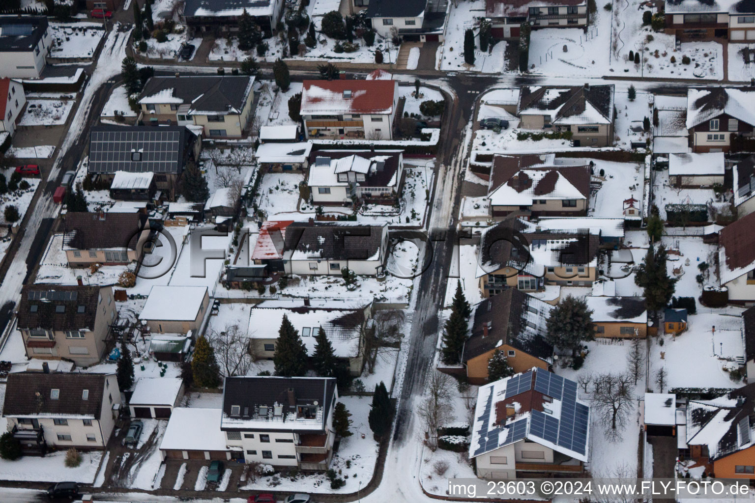 Vue oblique de Freckenfeld dans le département Rhénanie-Palatinat, Allemagne