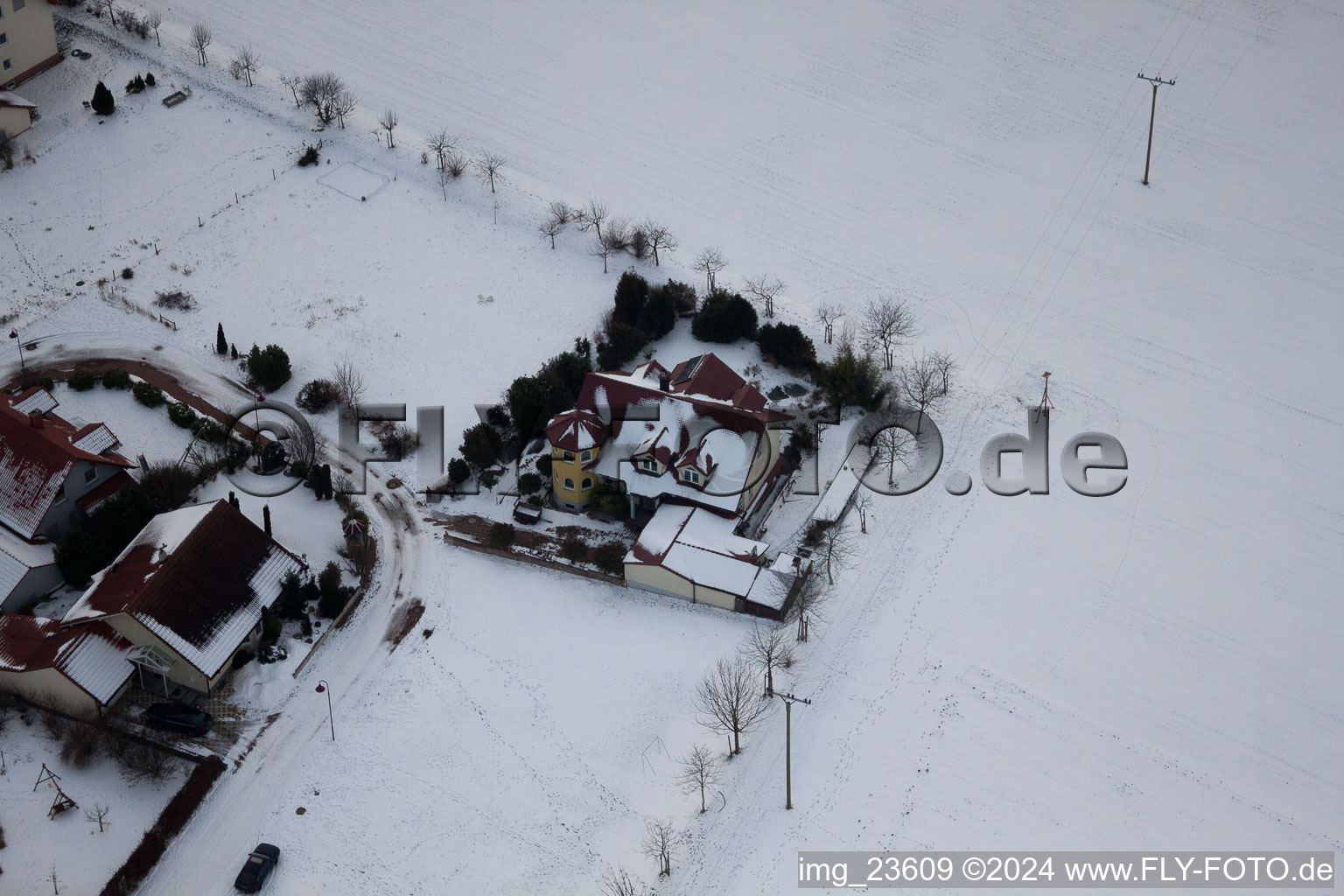 Freckenfeld dans le département Rhénanie-Palatinat, Allemagne depuis l'avion