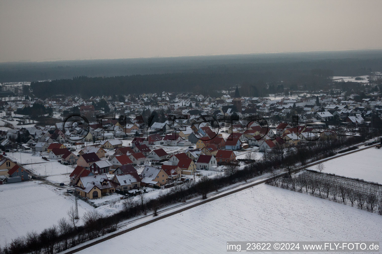 Quartier Schaidt in Wörth am Rhein dans le département Rhénanie-Palatinat, Allemagne hors des airs