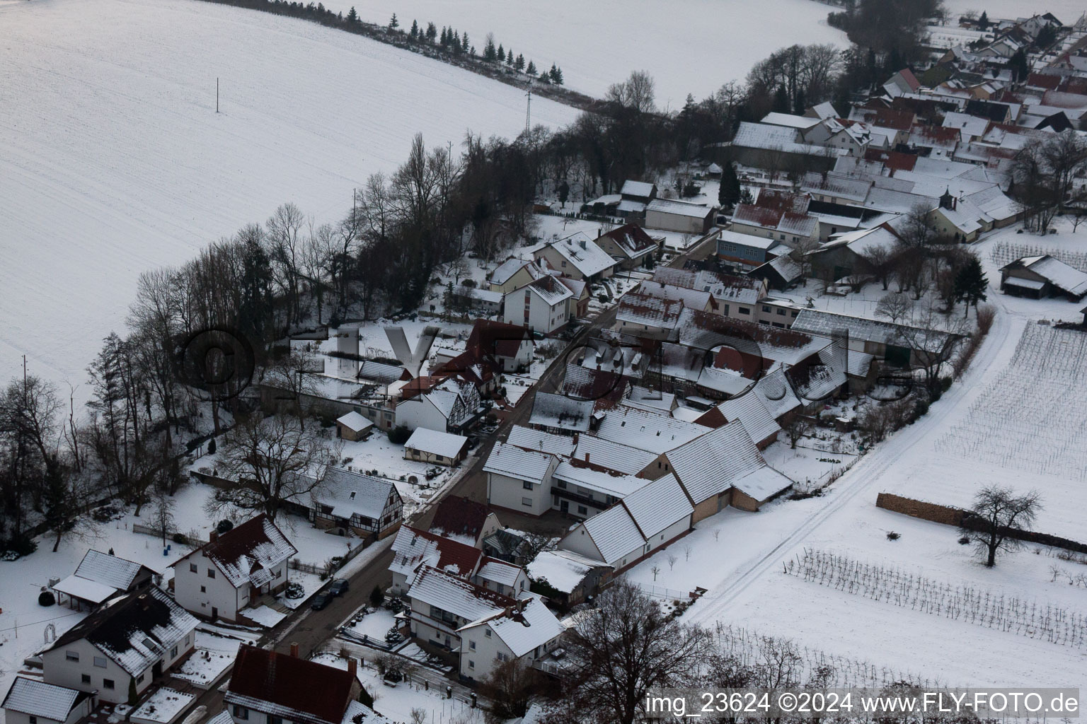 Vue oblique de Vollmersweiler dans le département Rhénanie-Palatinat, Allemagne