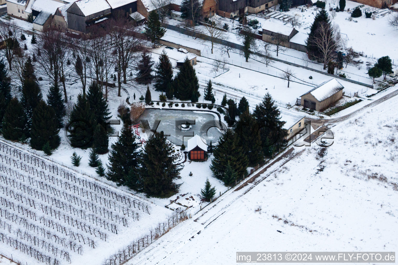 Vue aérienne de Jardin d'ornement à Erlenbach bei Kandel dans le département Rhénanie-Palatinat, Allemagne