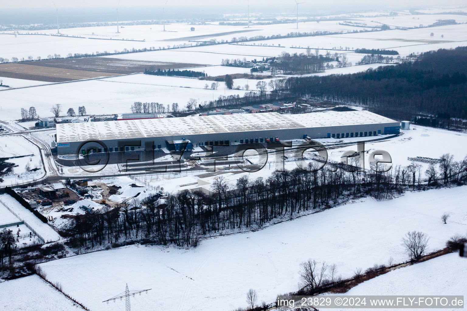 Vue aérienne de Zone commerciale Im Horst, centre logistique à le quartier Minderslachen in Kandel dans le département Rhénanie-Palatinat, Allemagne