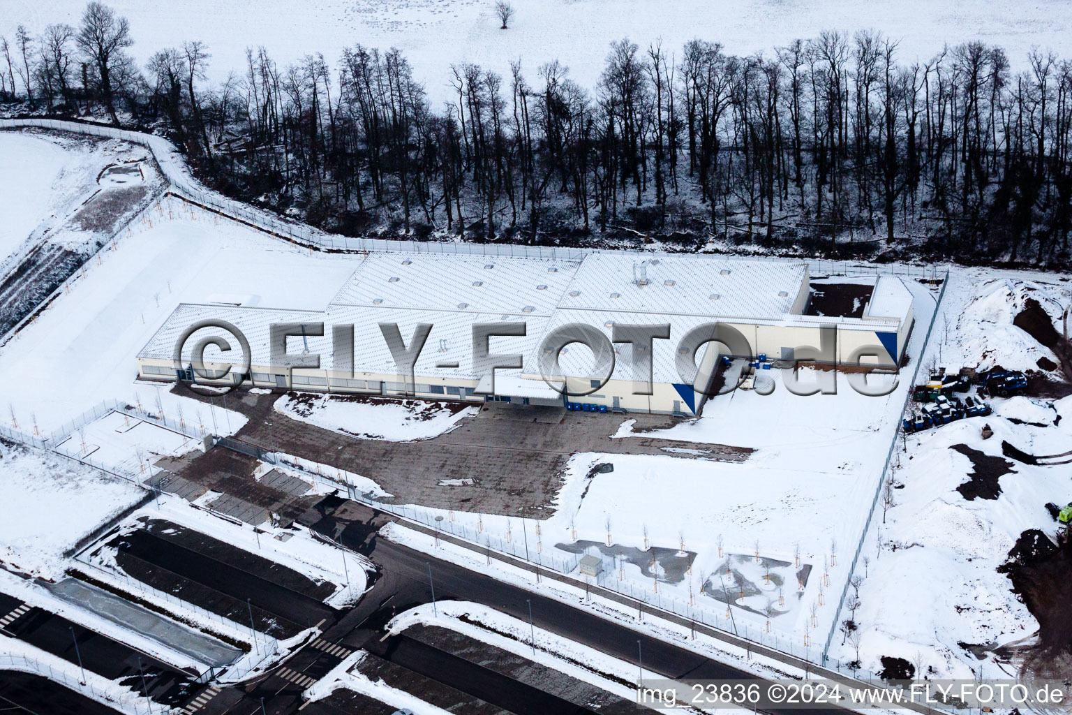 Vue d'oiseau de Zone industrielle Horst, Alfa Aesar à le quartier Minderslachen in Kandel dans le département Rhénanie-Palatinat, Allemagne