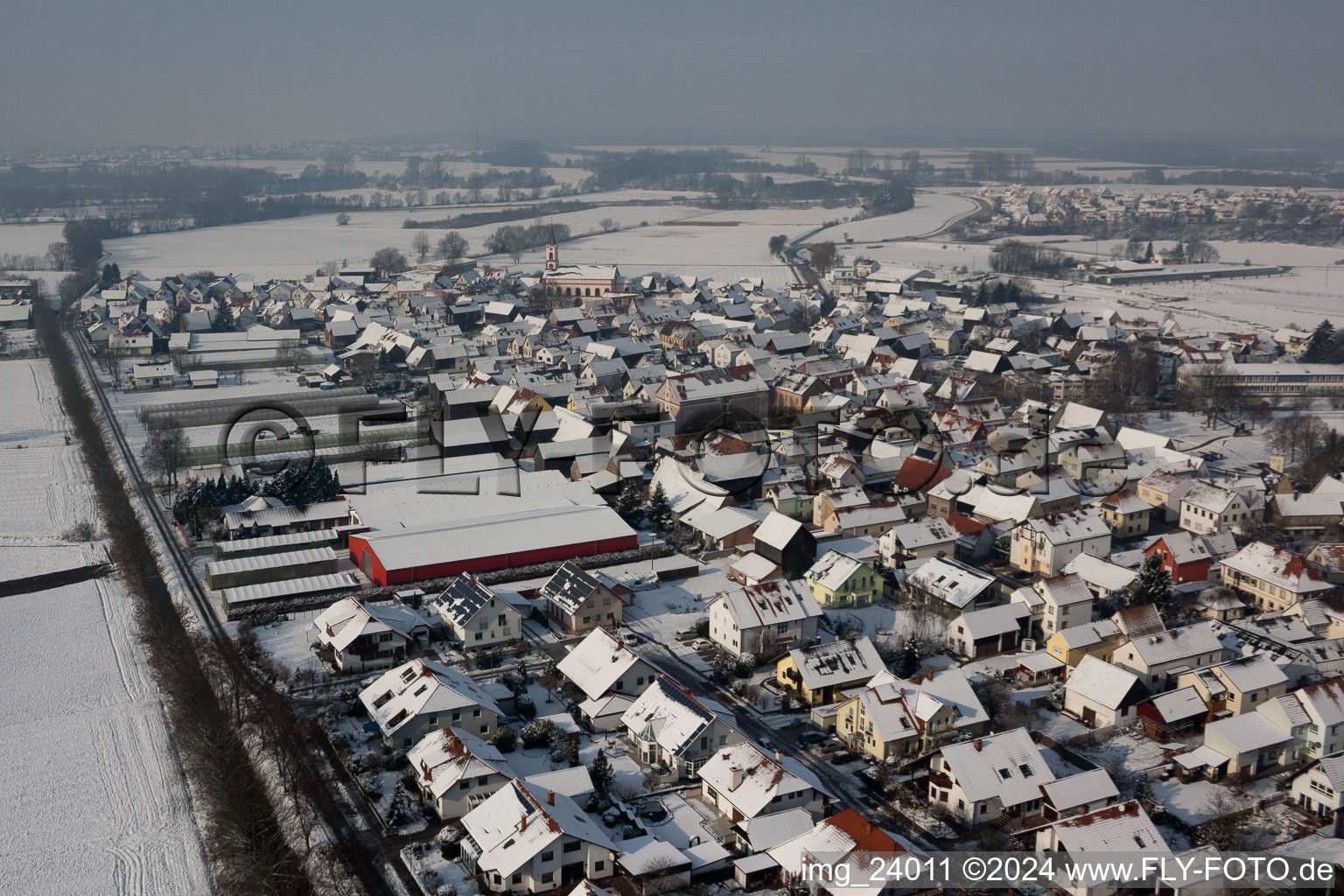 Neupotz dans le département Rhénanie-Palatinat, Allemagne depuis l'avion