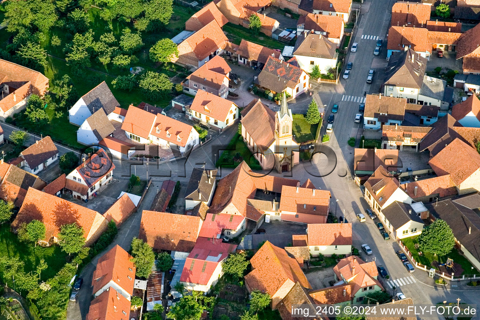 Vue oblique de Schaffhouse près de Seltz à Schaffhouse-près-Seltz dans le département Bas Rhin, France