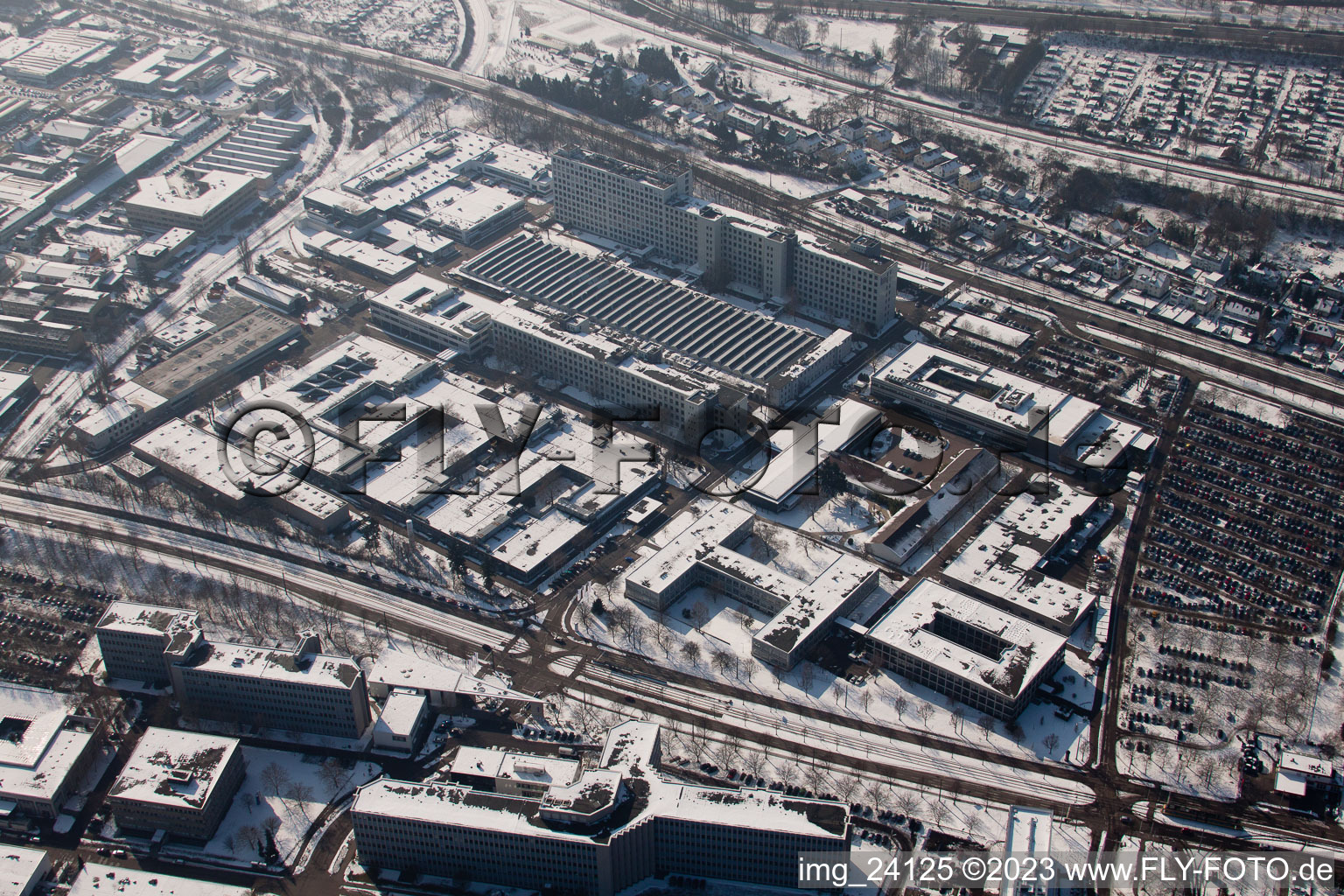 Photographie aérienne de Siemens à le quartier Knielingen in Karlsruhe dans le département Bade-Wurtemberg, Allemagne