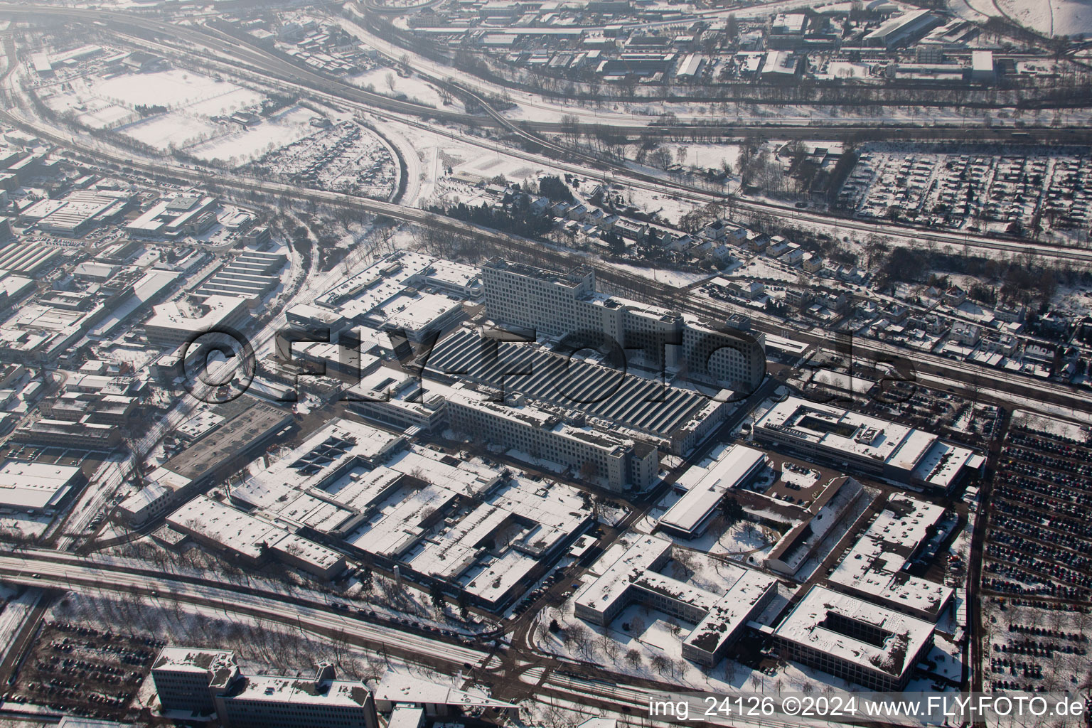 Vue oblique de Siemens à le quartier Knielingen in Karlsruhe dans le département Bade-Wurtemberg, Allemagne