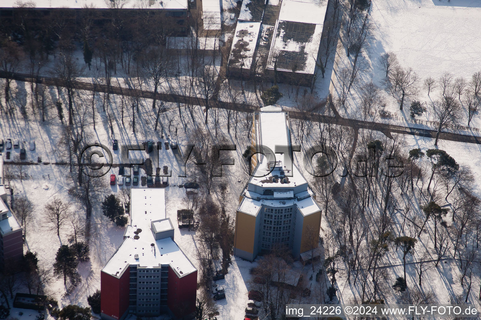 Vue aérienne de Université des Sciences Appliquées, dortoir ABH Domus 7 à le quartier Innenstadt-West in Karlsruhe dans le département Bade-Wurtemberg, Allemagne