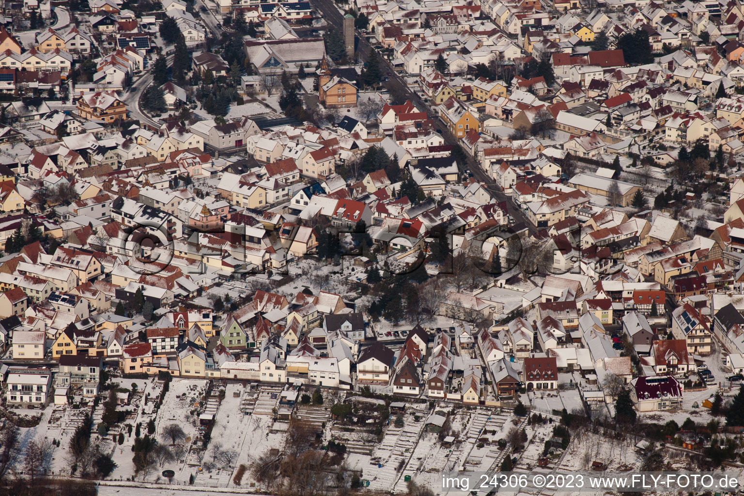 Vue oblique de Jockgrim dans le département Rhénanie-Palatinat, Allemagne