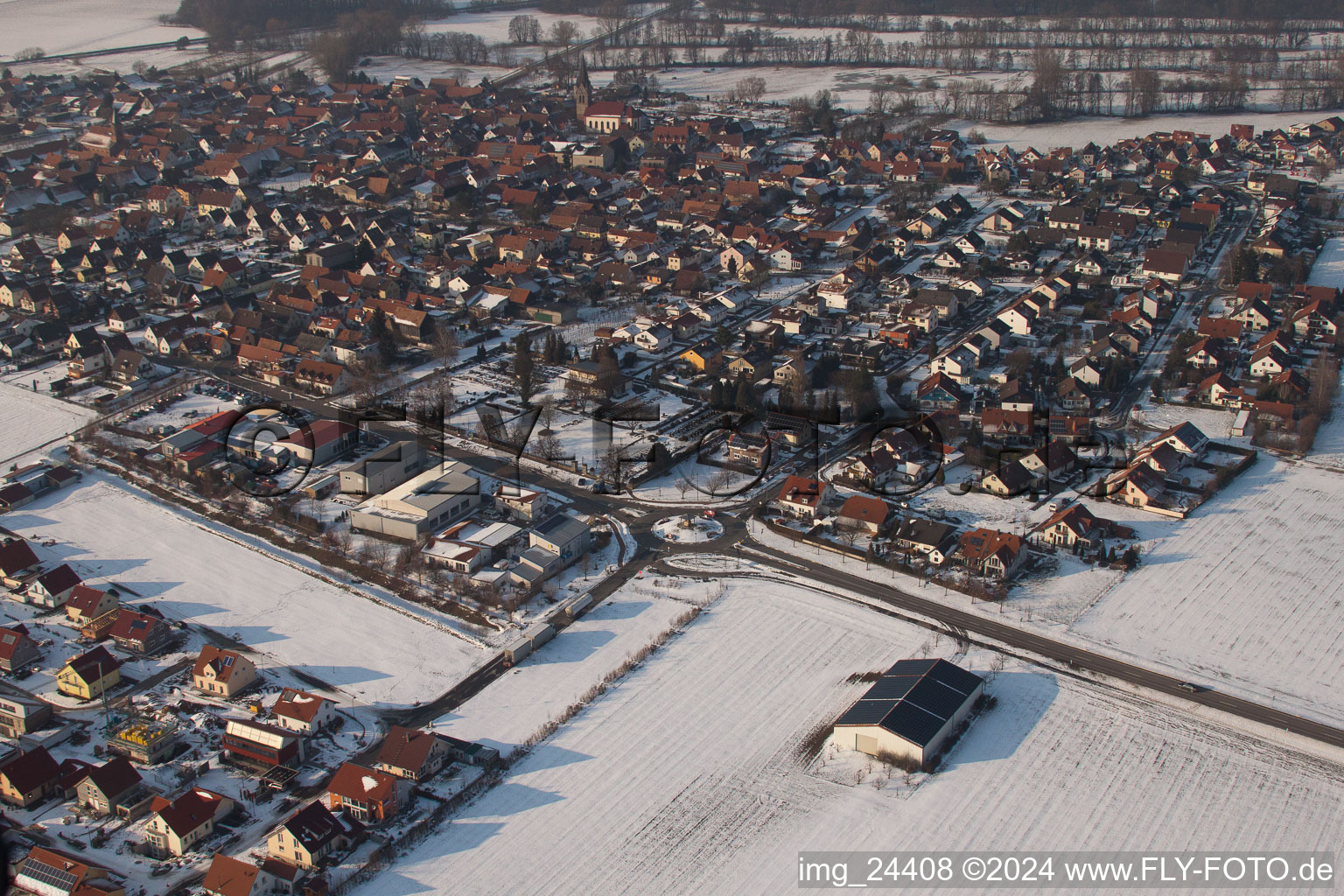 Steinweiler dans le département Rhénanie-Palatinat, Allemagne depuis l'avion