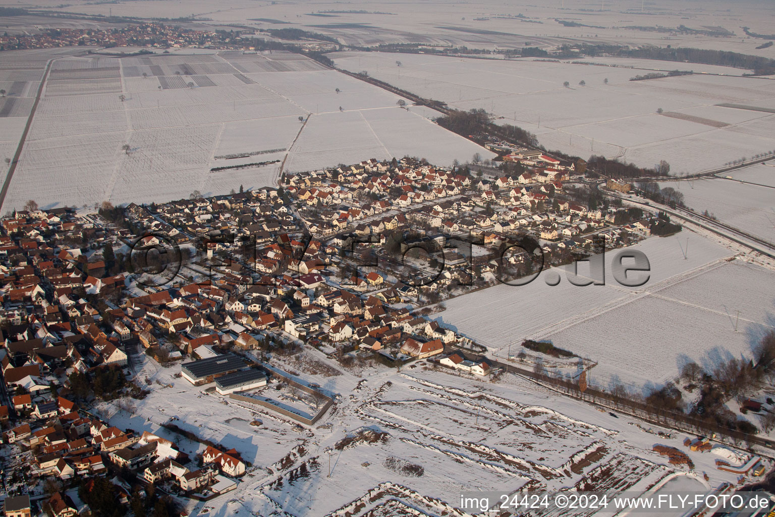 Rohrbach dans le département Rhénanie-Palatinat, Allemagne depuis l'avion