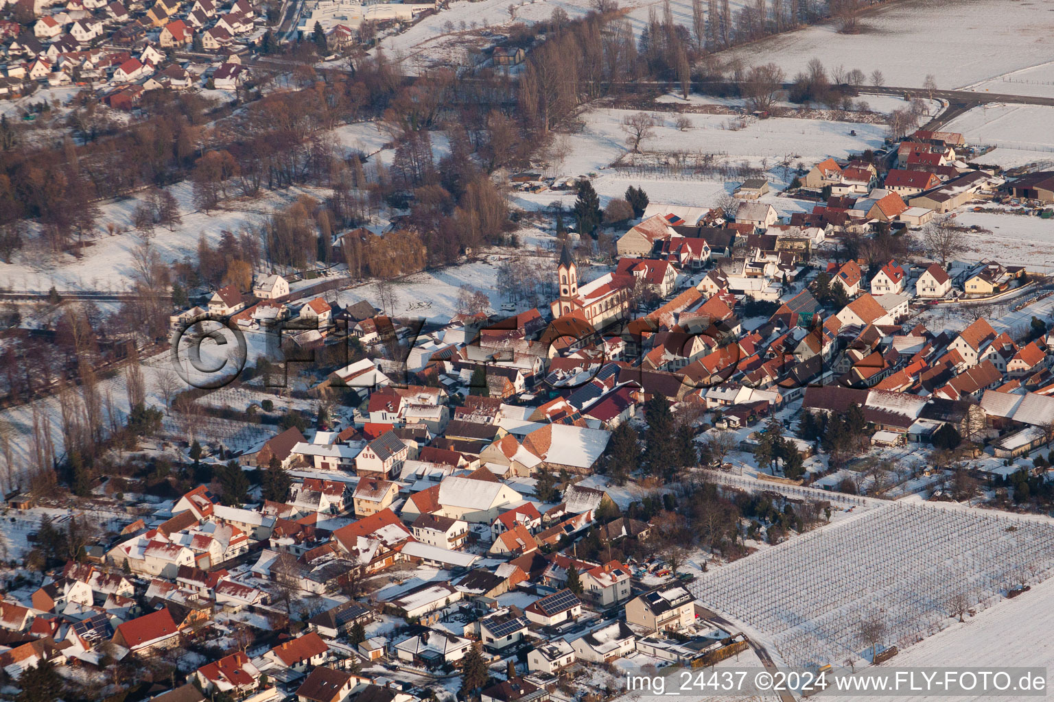 Vue oblique de Quartier Mühlhofen in Billigheim-Ingenheim dans le département Rhénanie-Palatinat, Allemagne