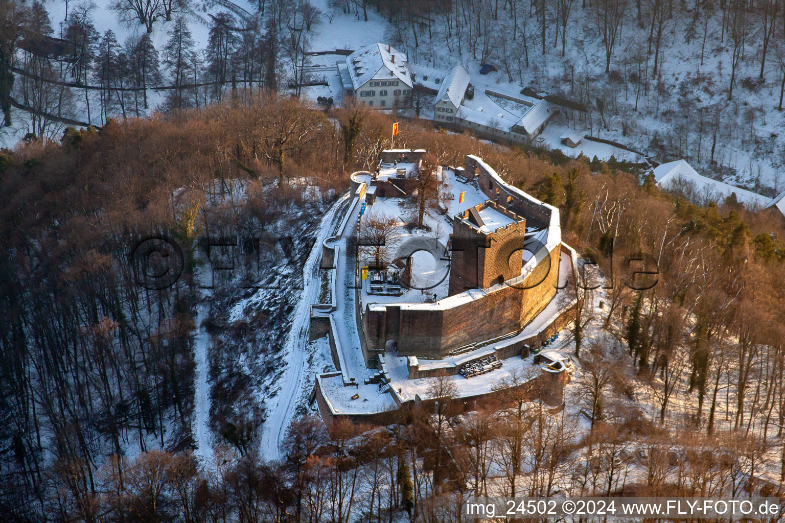 Ruines de Landeck à Klingenmünster dans le département Rhénanie-Palatinat, Allemagne d'en haut