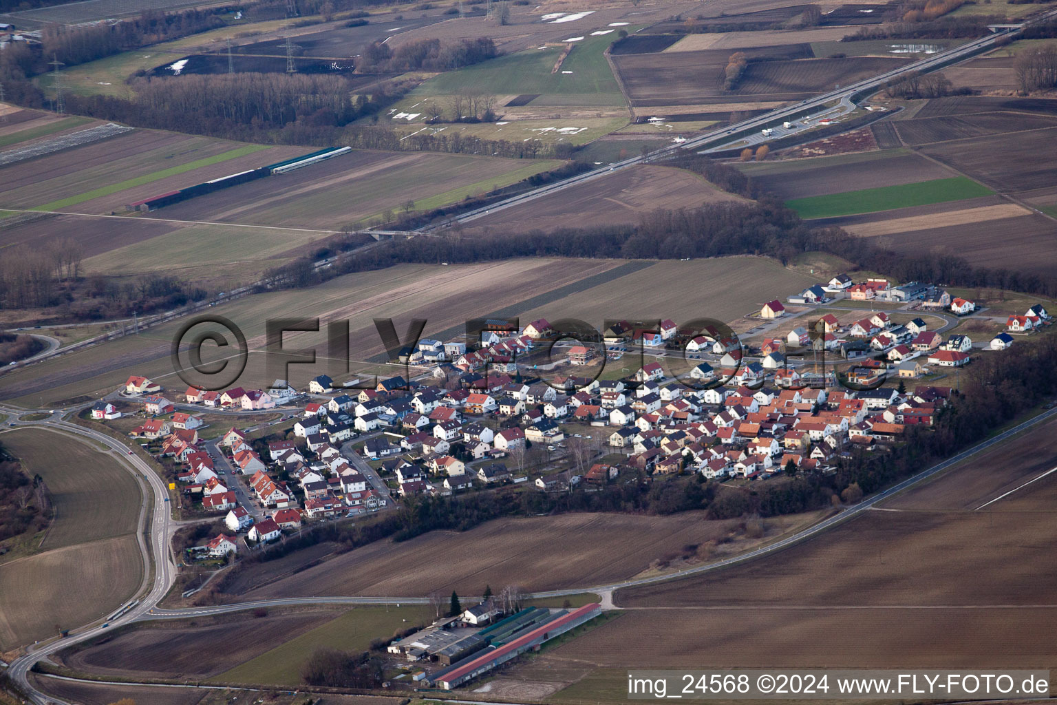 Photographie aérienne de Du sud-est à Neupotz dans le département Rhénanie-Palatinat, Allemagne