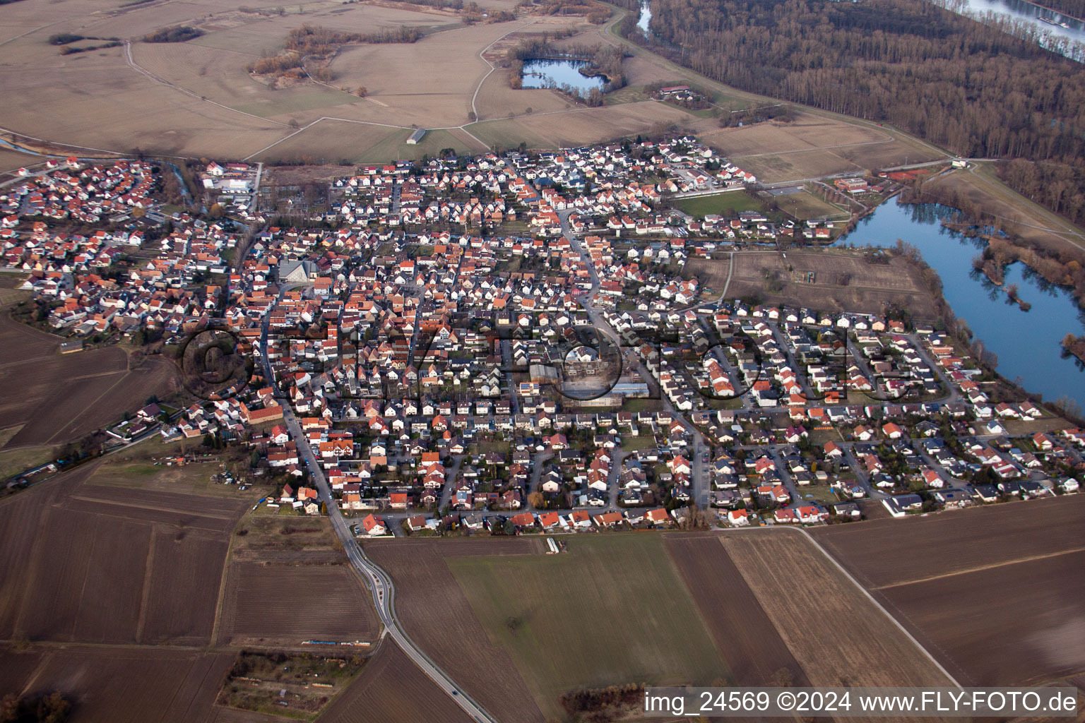 Photographie aérienne de Du sud-ouest à Leimersheim dans le département Rhénanie-Palatinat, Allemagne