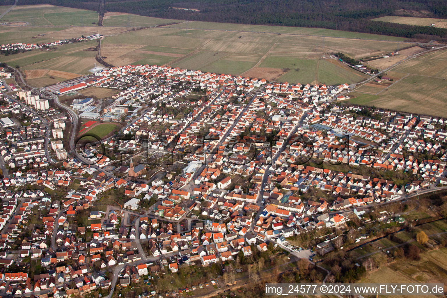 Photographie aérienne de Quartier Linkenheim in Linkenheim-Hochstetten dans le département Bade-Wurtemberg, Allemagne