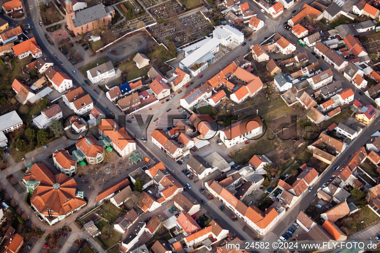 Quartier Linkenheim in Linkenheim-Hochstetten dans le département Bade-Wurtemberg, Allemagne d'en haut