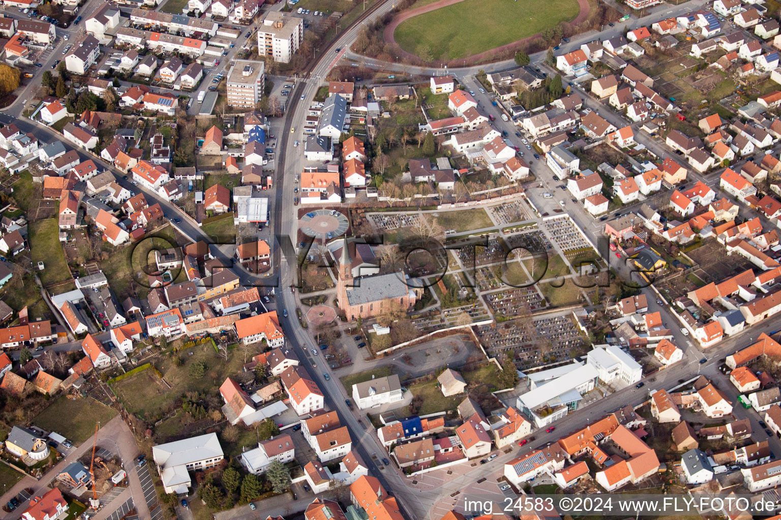 Quartier Linkenheim in Linkenheim-Hochstetten dans le département Bade-Wurtemberg, Allemagne hors des airs