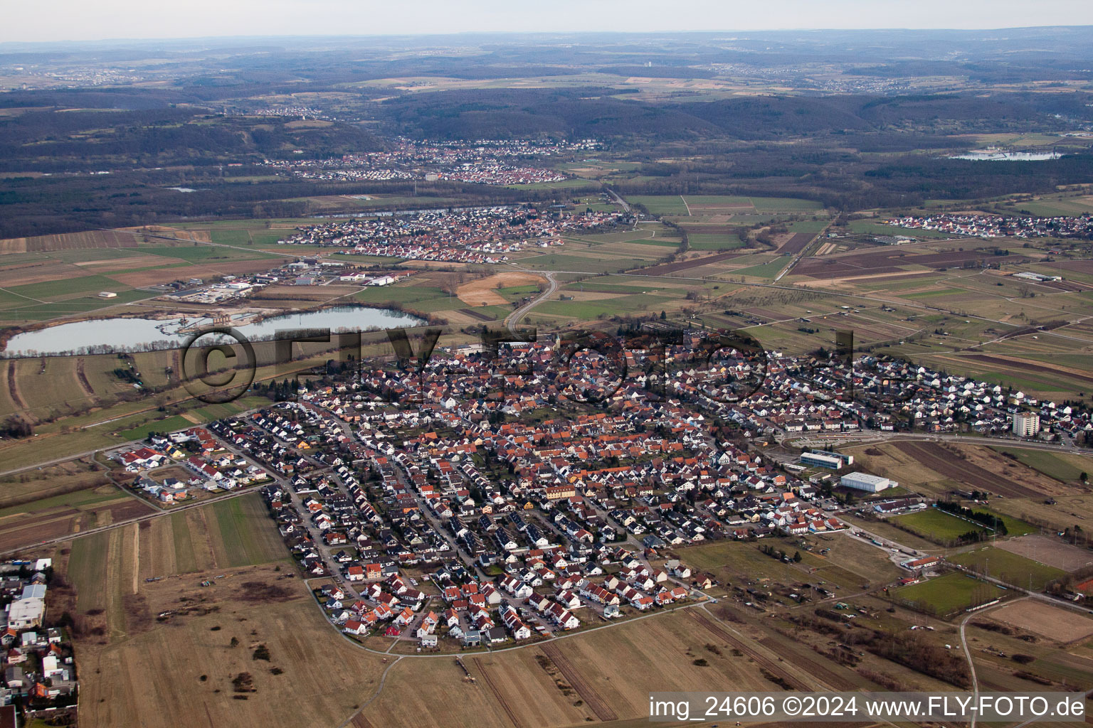 Photographie aérienne de De l'ouest à le quartier Spöck in Stutensee dans le département Bade-Wurtemberg, Allemagne