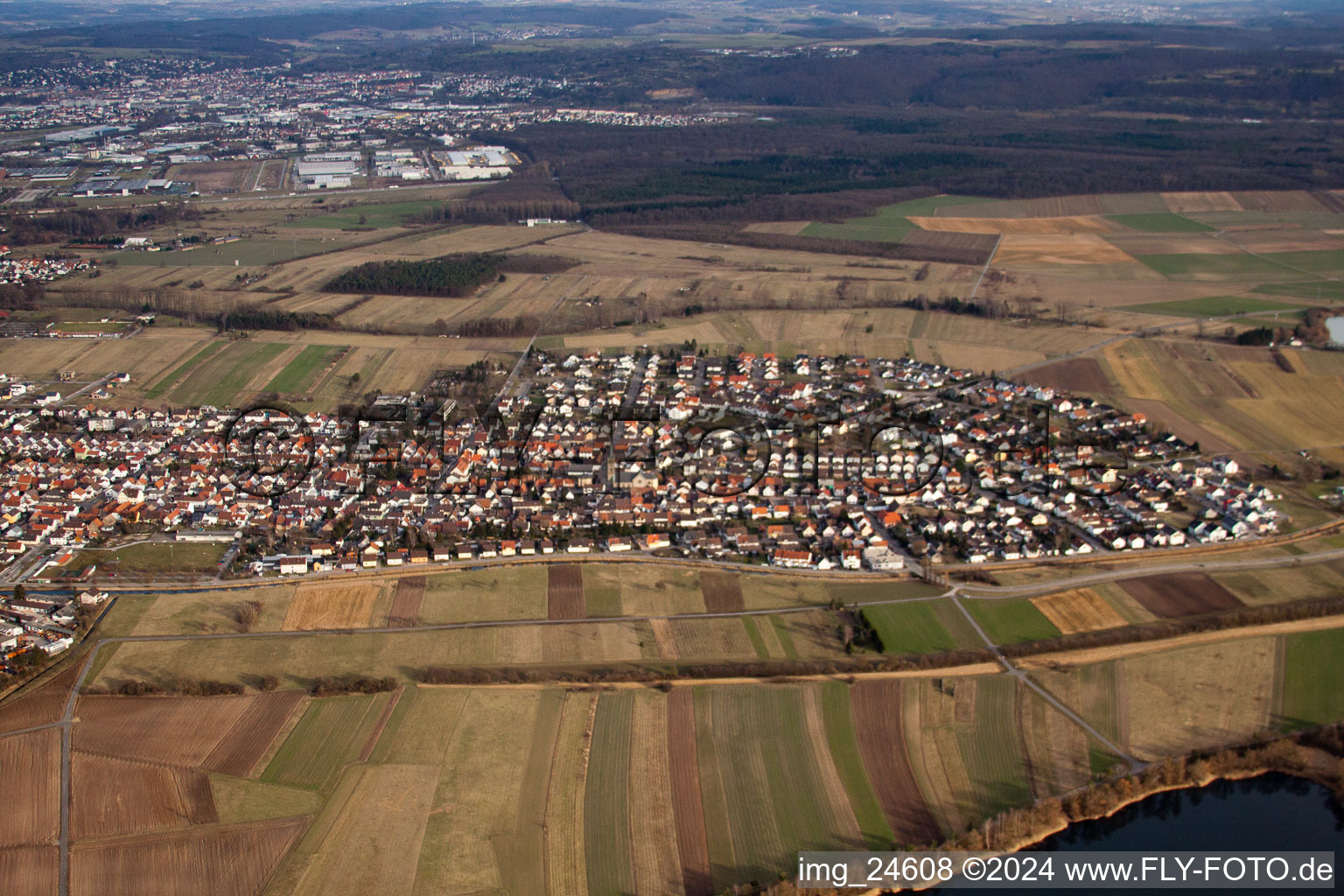 Quartier Neuthard in Karlsdorf-Neuthard dans le département Bade-Wurtemberg, Allemagne depuis l'avion