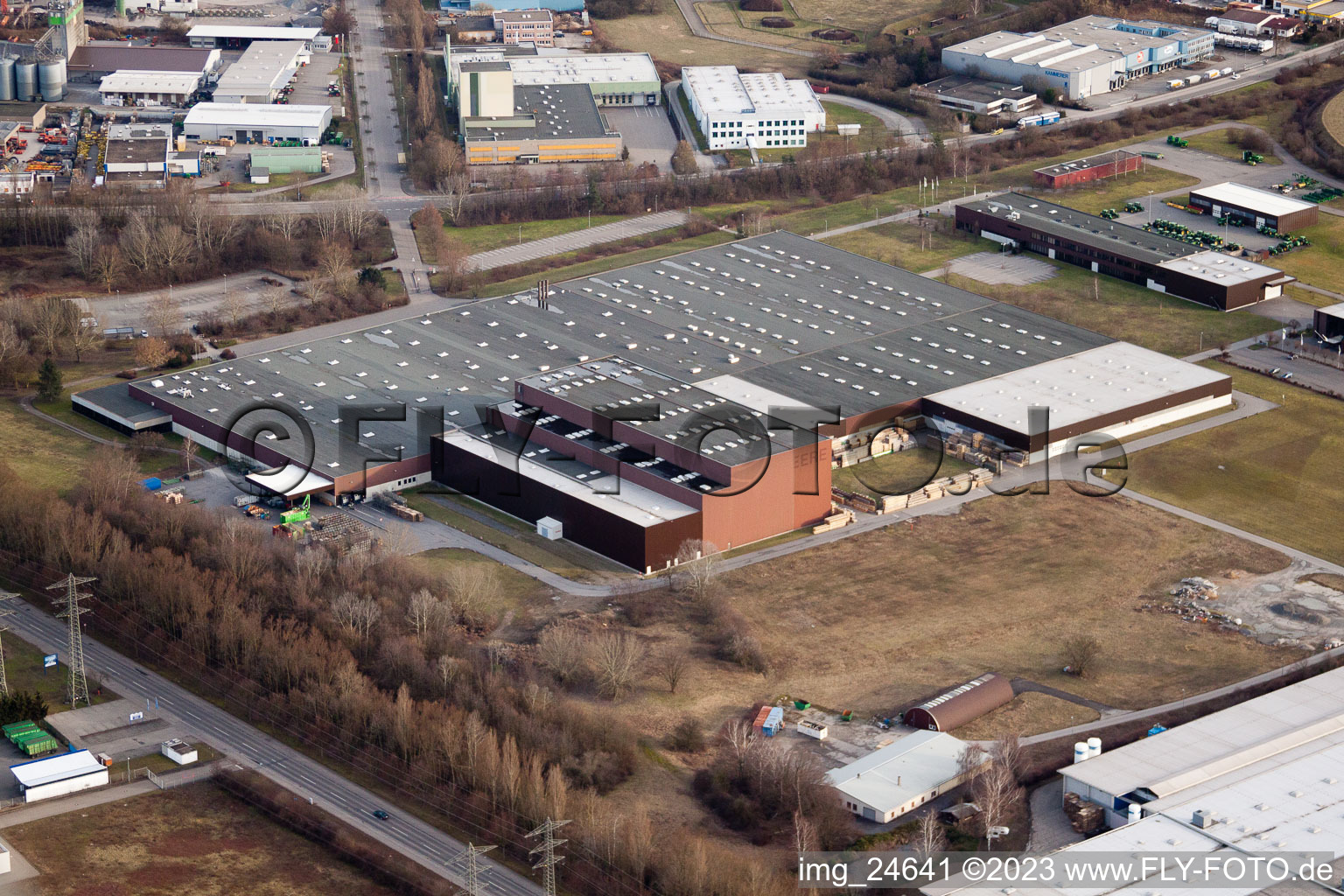 Photographie aérienne de Zone industrielle sur l'autoroute à Bruchsal dans le département Bade-Wurtemberg, Allemagne